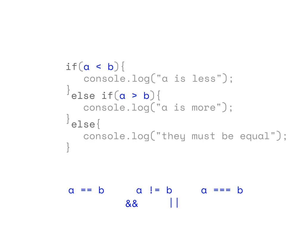 if a b console log a is less else if a b console