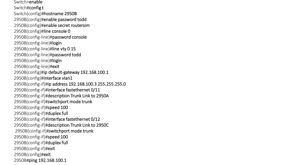 switch enable switch config switch config