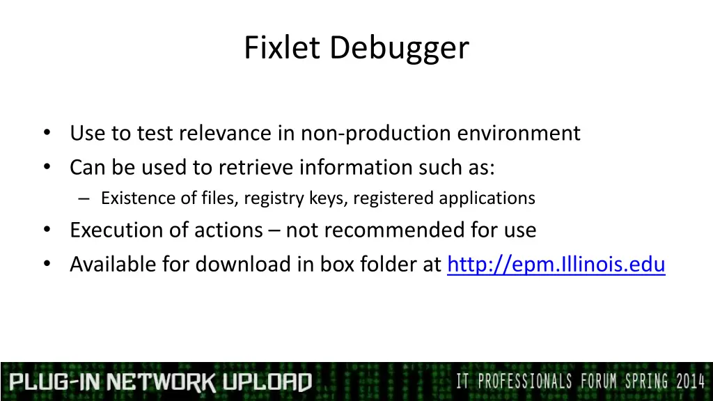 fixlet debugger 1