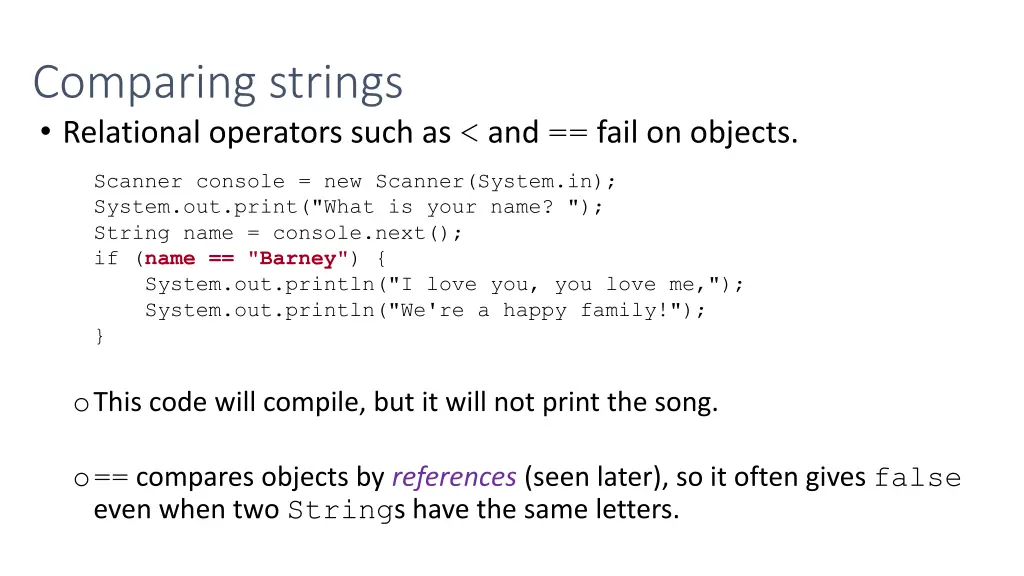 comparing strings relational operators such