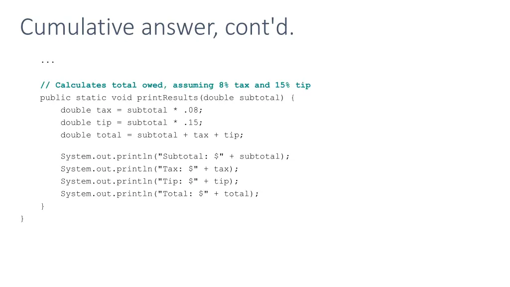 cumulative answer cont d