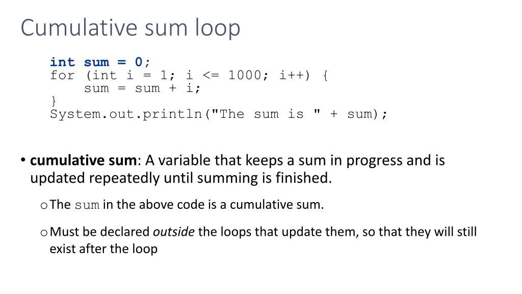 cumulative sum loop