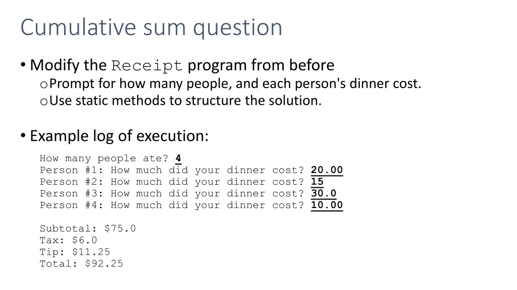 cumulative sum question