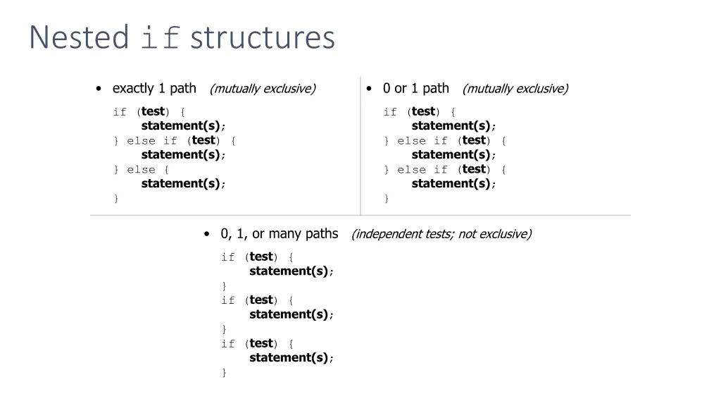 nested if structures