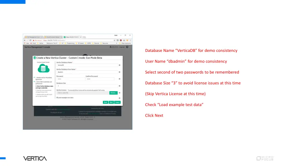 database name verticadb for demo consistency