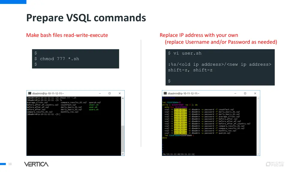 prepare vsql commands