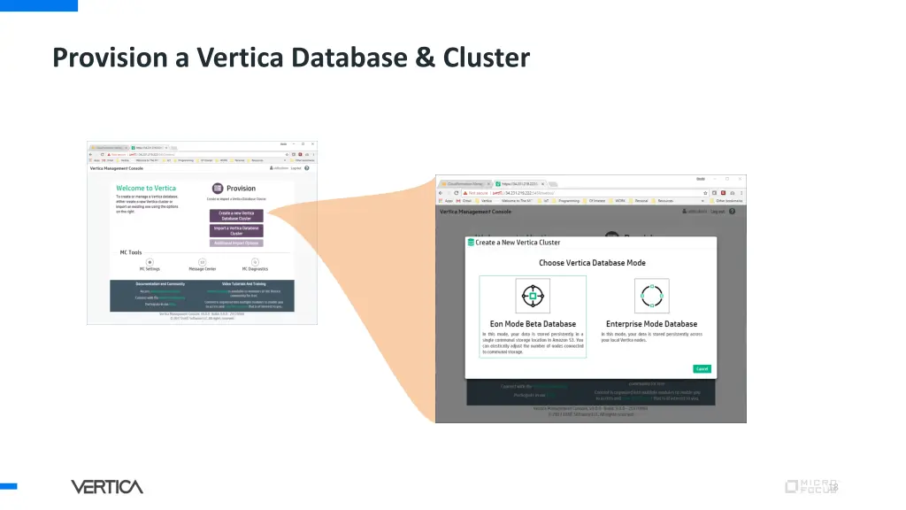 provision a vertica database cluster