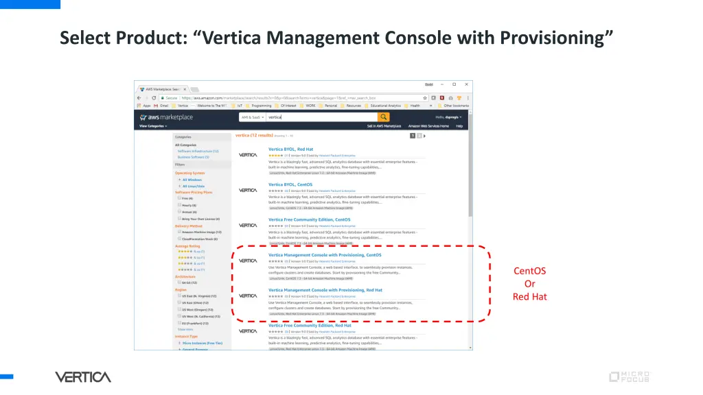 select product vertica management console with