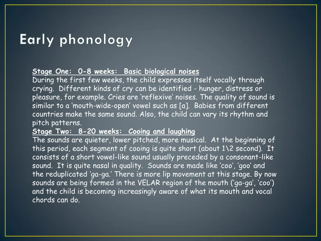 early phonology