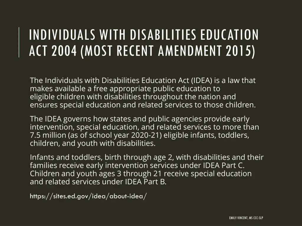 individuals with disabilities education act 2004