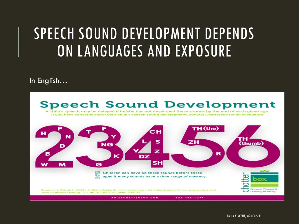 speech sound development depends on languages