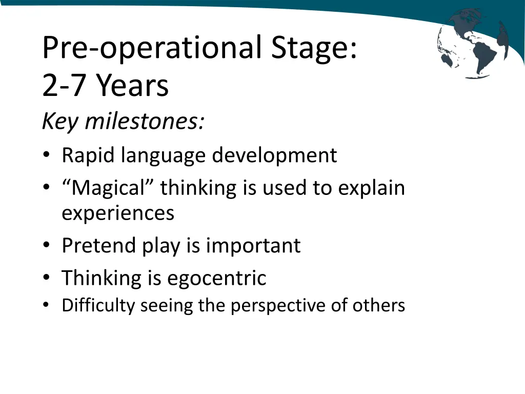 pre operational stage 2 7 years key milestones