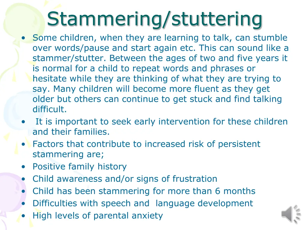 stammering stuttering some children when they