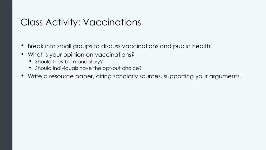 class activity vaccinations