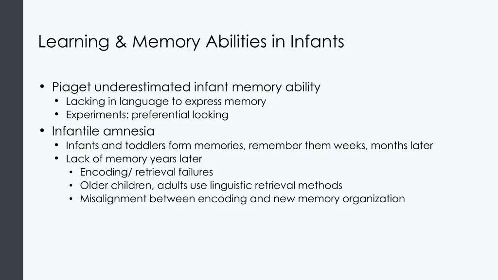 learning memory abilities in infants