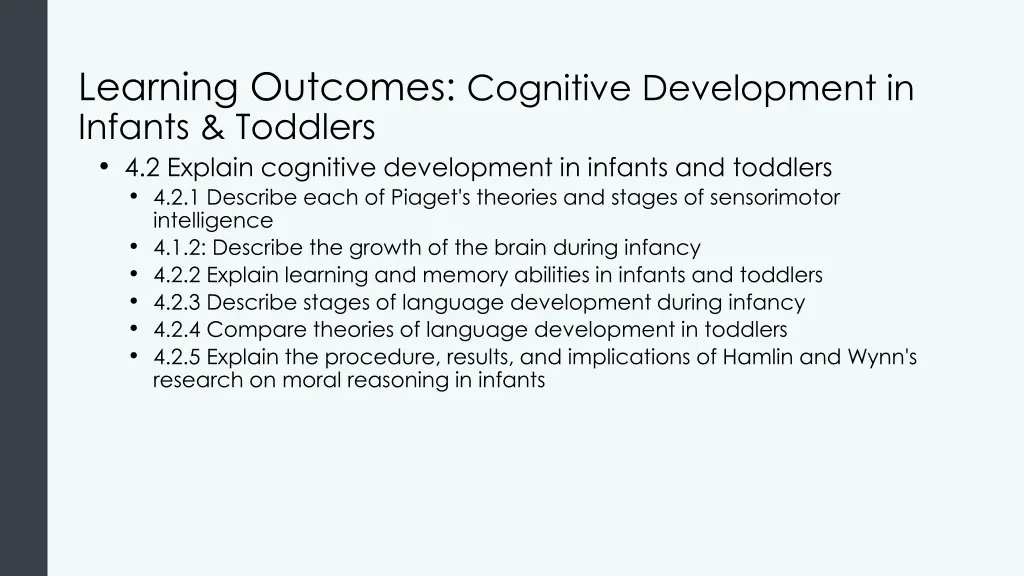 learning outcomes cognitive development