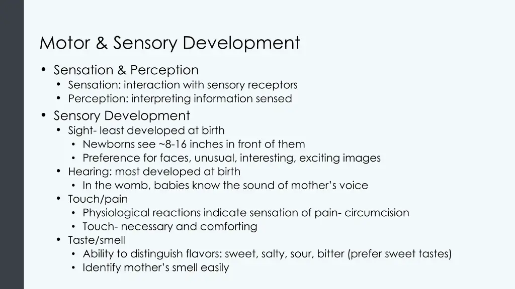 motor sensory development