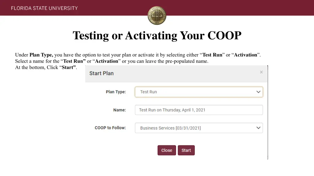 testing or activating your coop 1