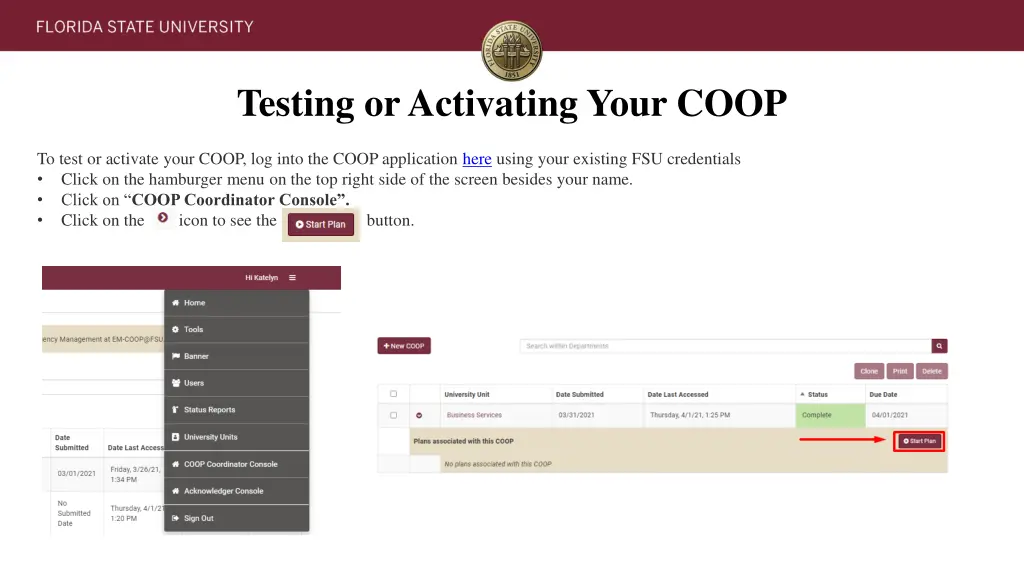 testing or activating your coop