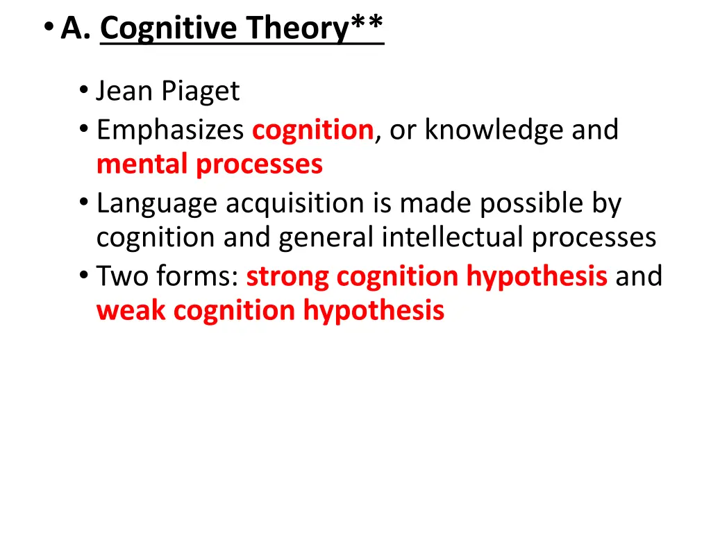 a cognitive theory