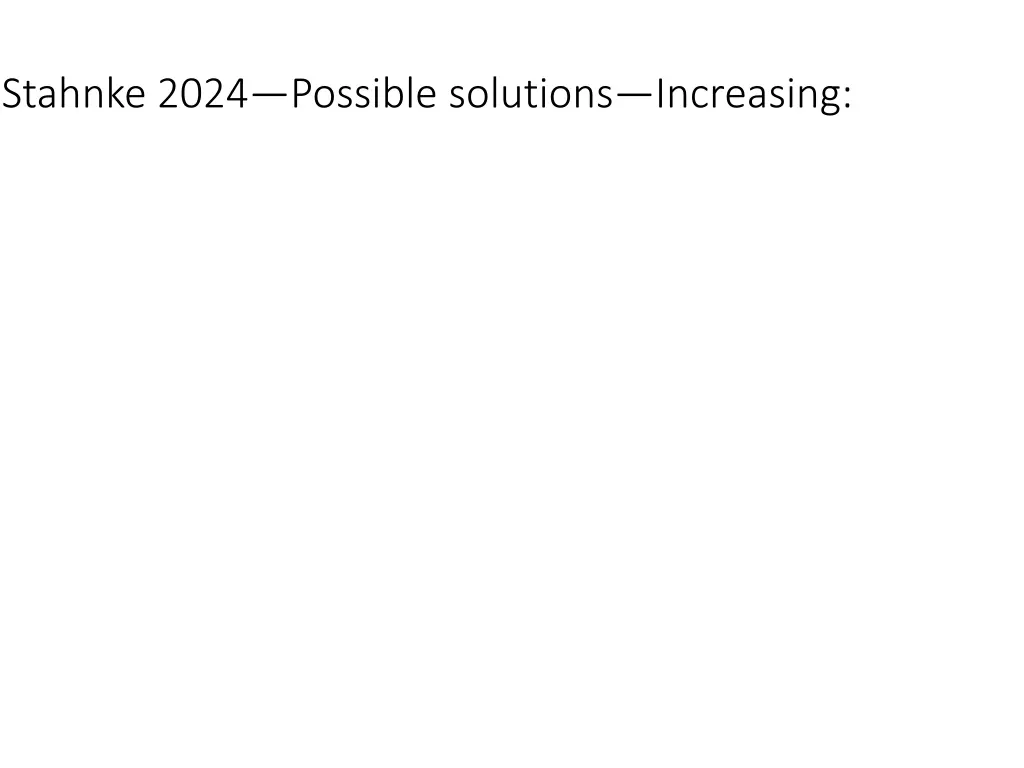 stahnke 2024 possible solutions increasing