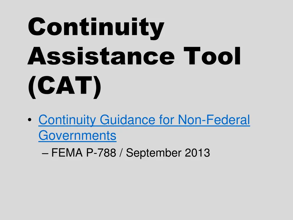 continuity assistance tool cat