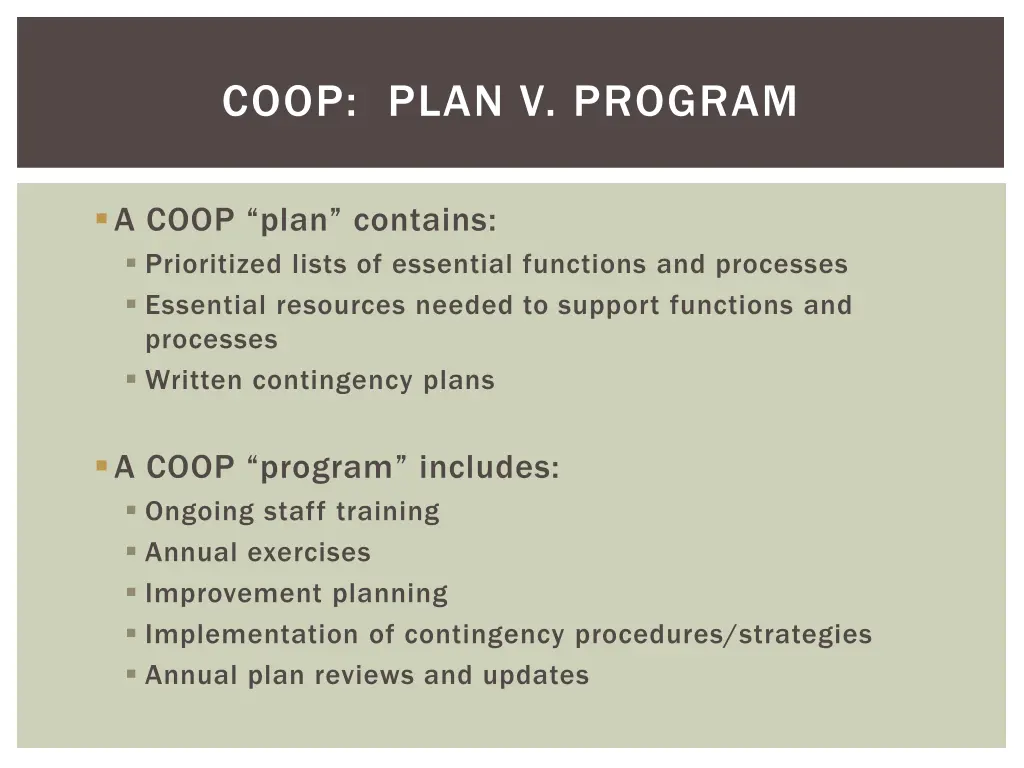 coop plan v program