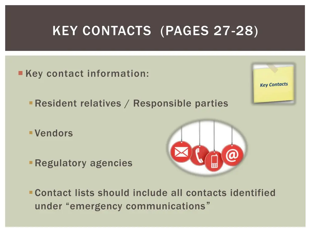 key contacts pages 27 28