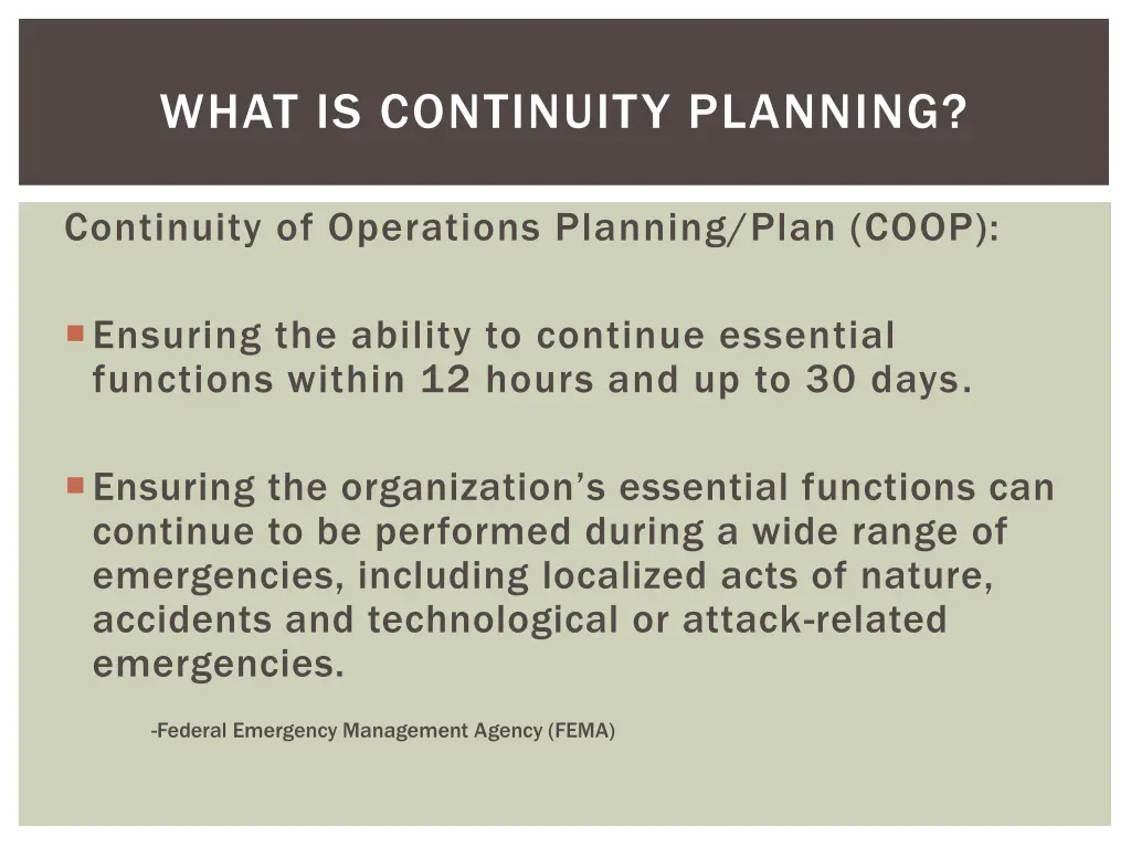 what is continuity planning