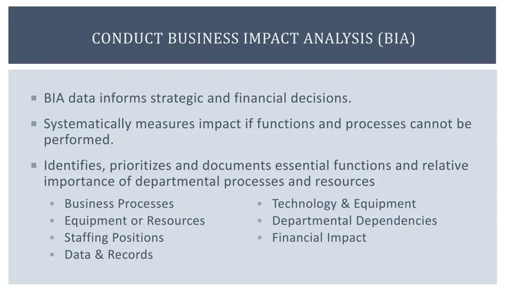 conduct business impact analysis bia