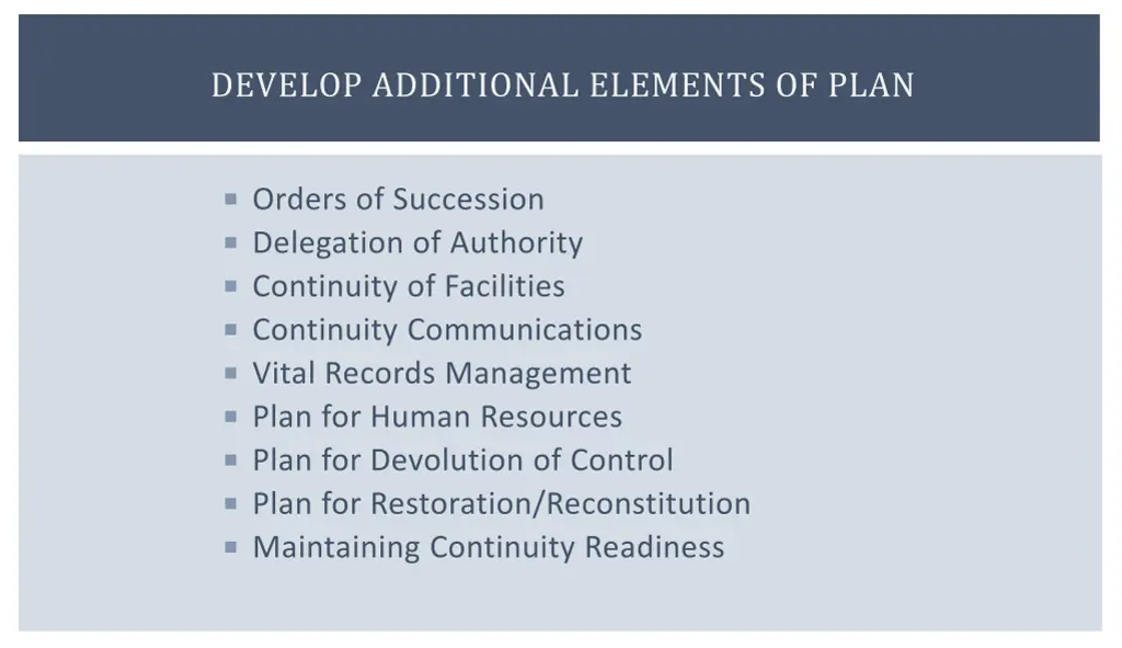 develop additional elements of plan