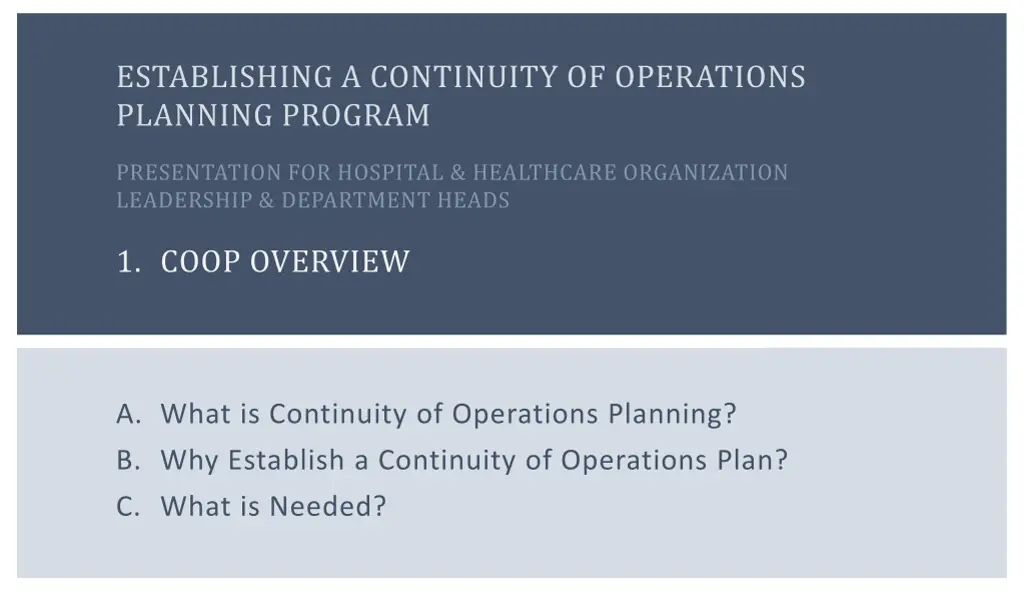 establishing a continuity of operations planning 1