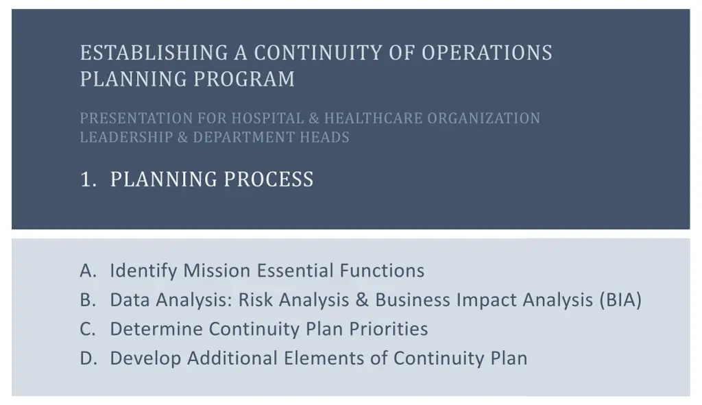 establishing a continuity of operations planning 2