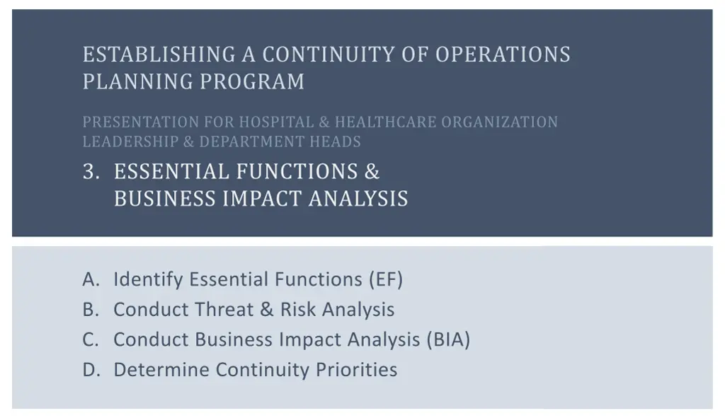 establishing a continuity of operations planning 3