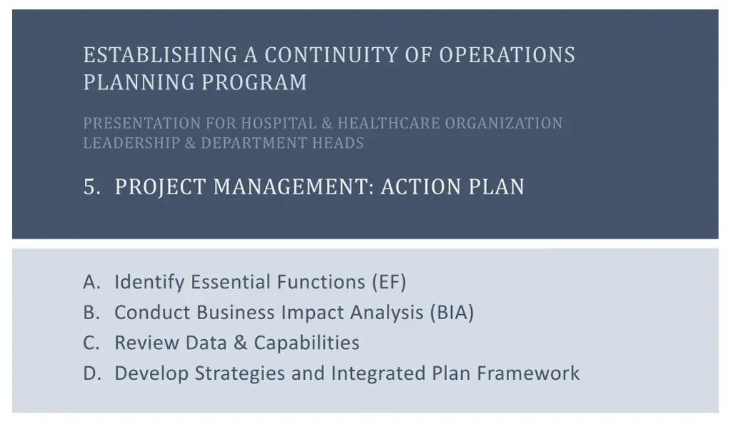 establishing a continuity of operations planning 5