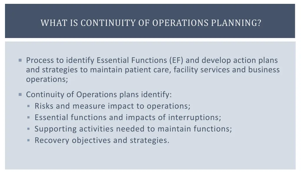 what is continuity of operations planning