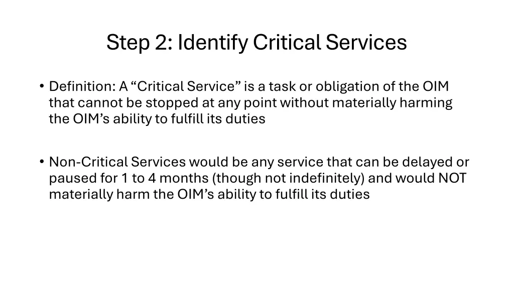 step 2 identify critical services