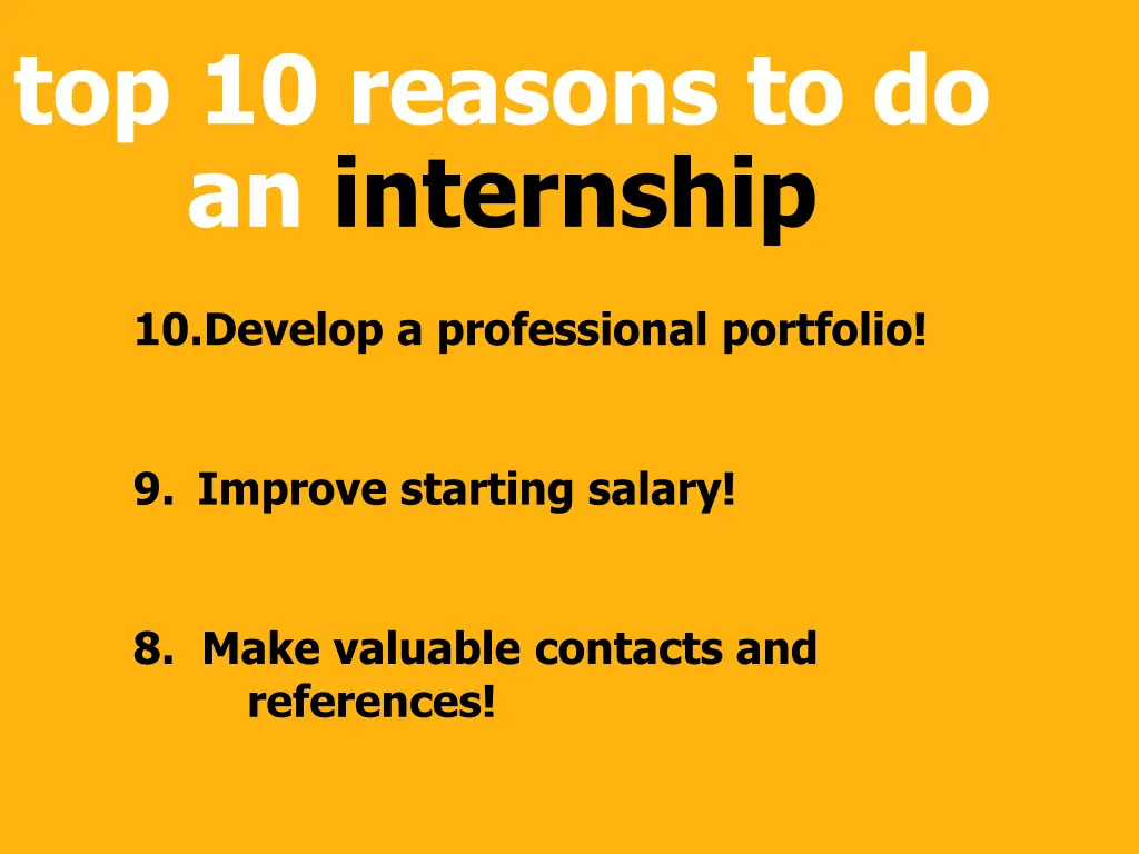 top 10 reasons to do an internship