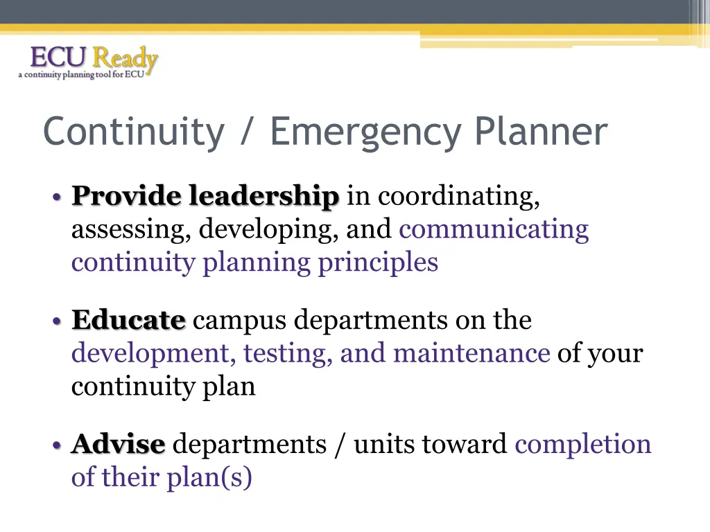 continuity emergency planner