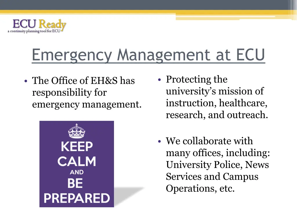 emergency management at ecu 1