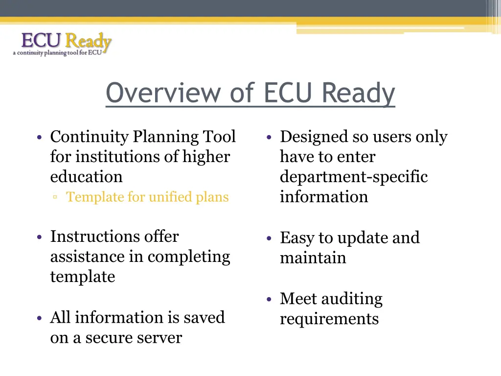 overview of ecu ready