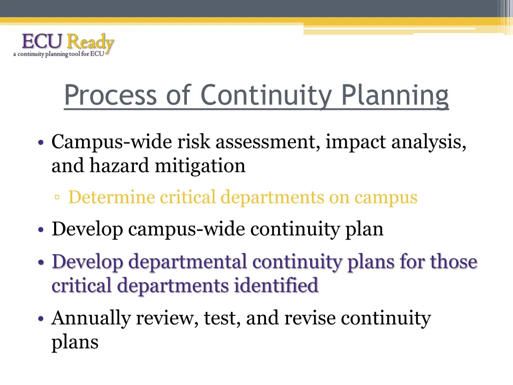 process of continuity planning 1