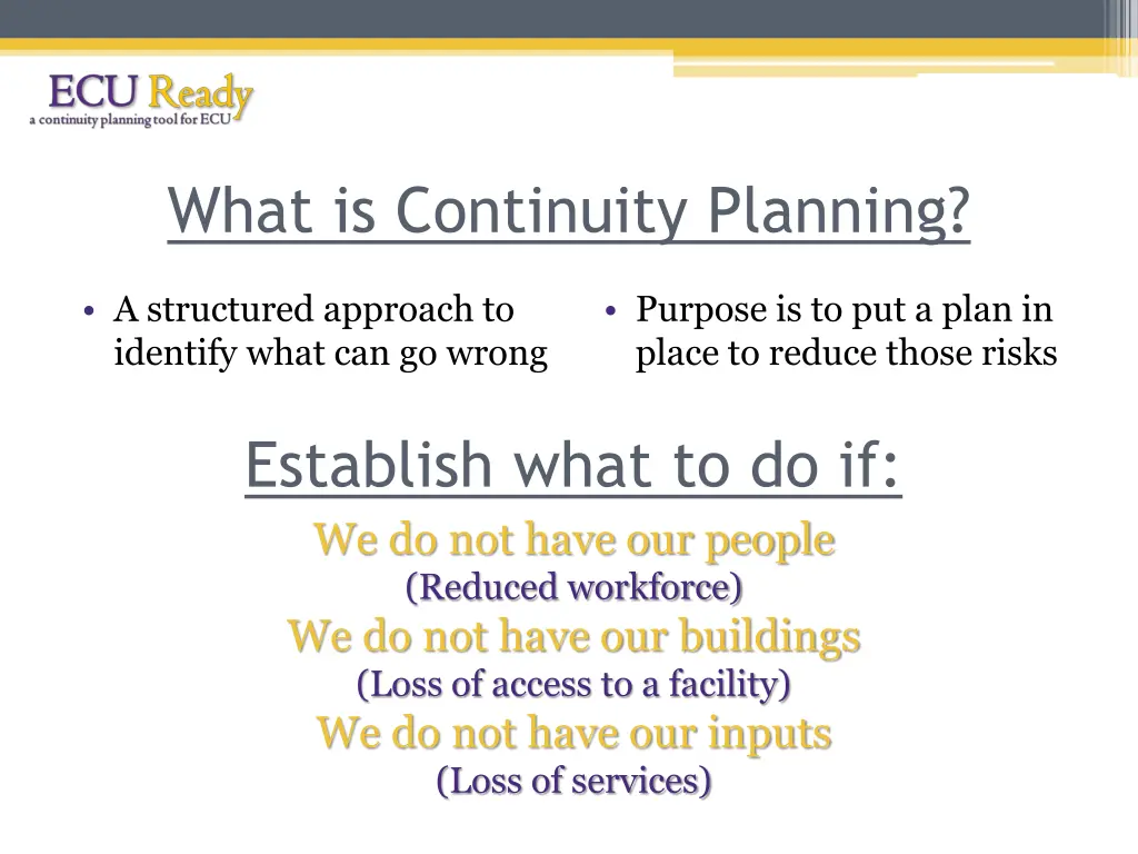 what is continuity planning 1