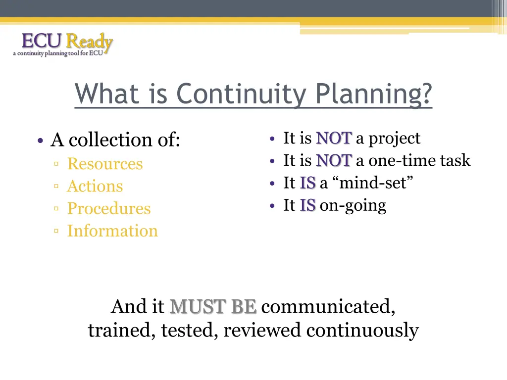 what is continuity planning 2