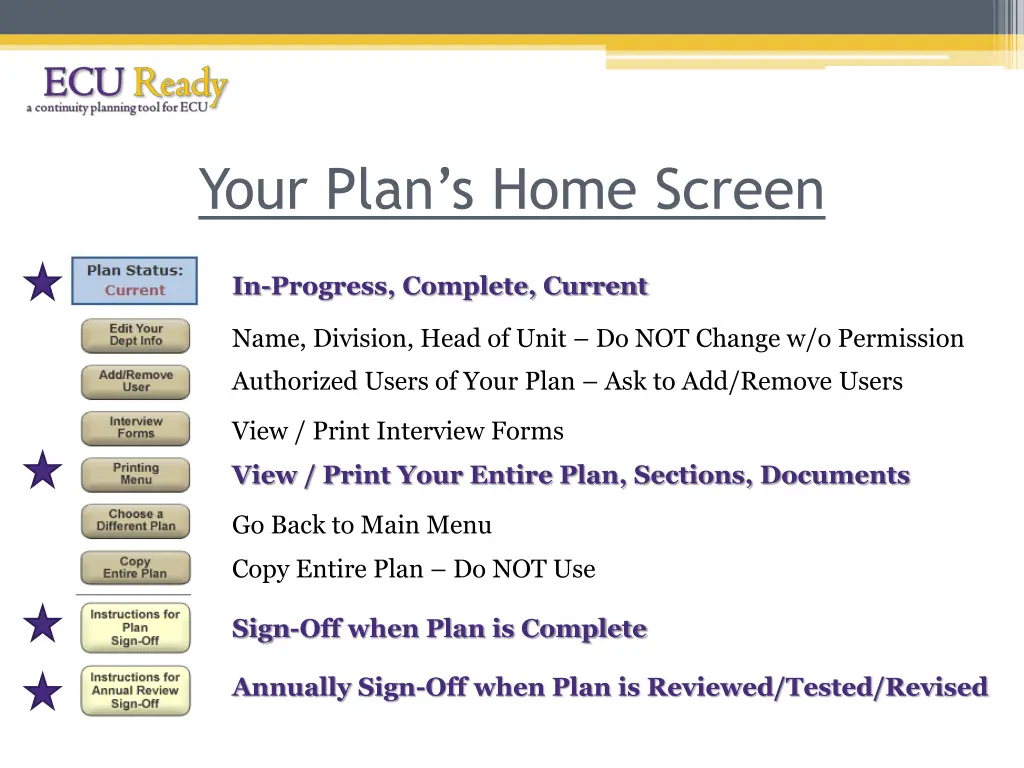 your plan s home screen 1