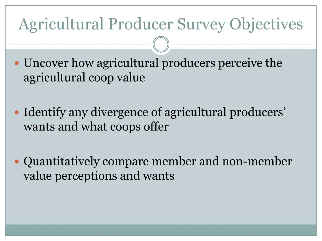 agricultural producer survey objectives