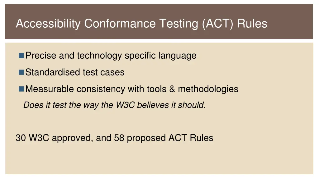 accessibility conformance testing act rules