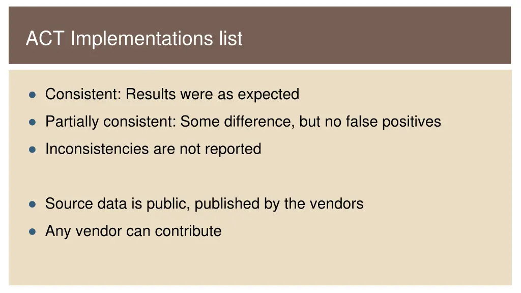 act implementations list 1