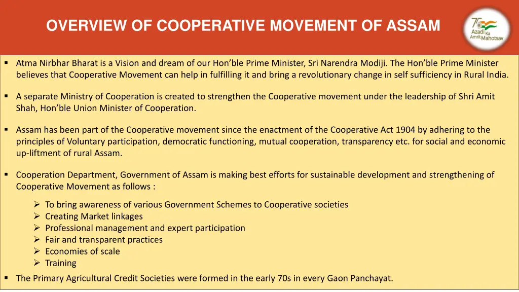 overview of cooperative movement of assam