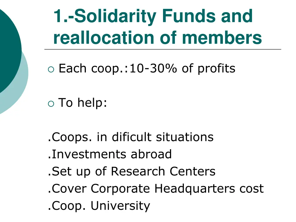 1 solidarity funds and reallocation of members